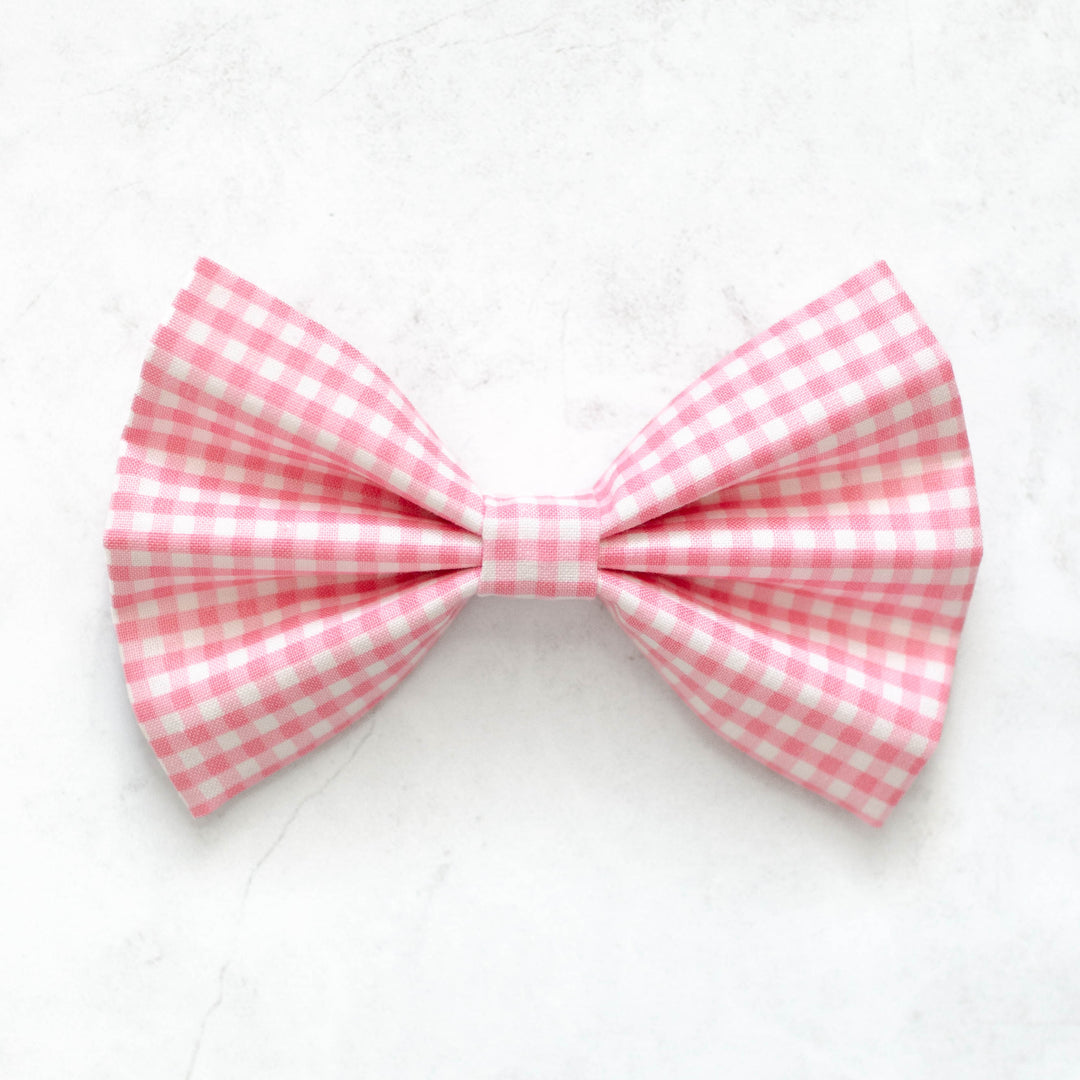 Baby Pink Mini Gingham Bow Tie