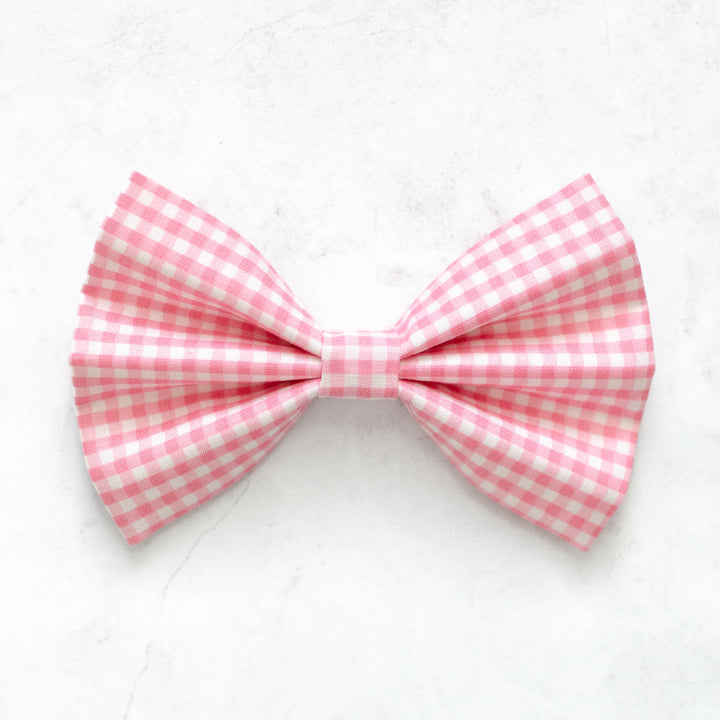 Baby Pink Mini Gingham Bow Tie
