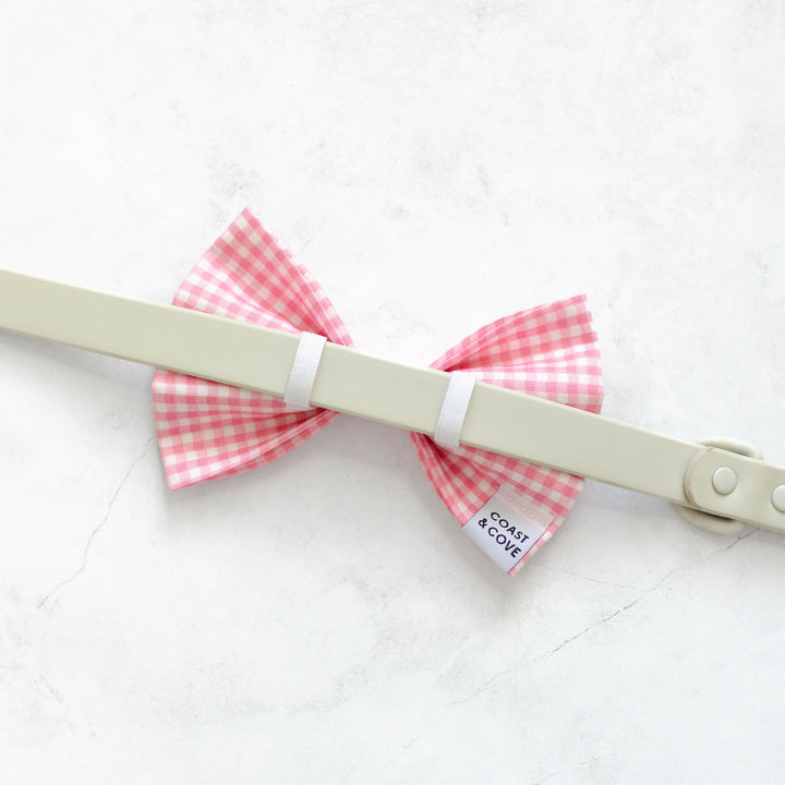 Baby Pink Mini Gingham Bow Tie