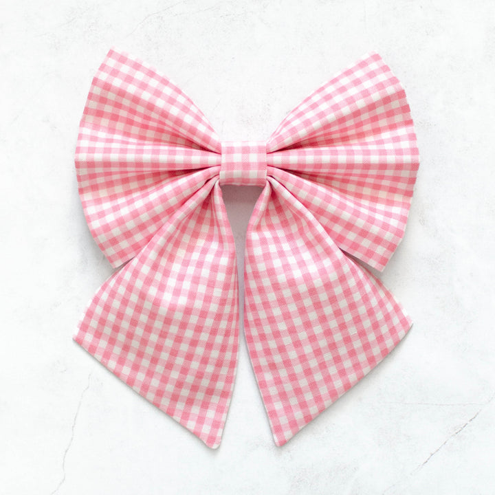 Baby Pink Mini Gingham Sailor Bow