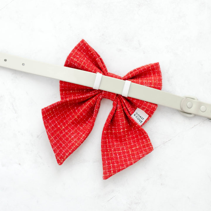 Red Berry Tweed Flannel Sailor Bow