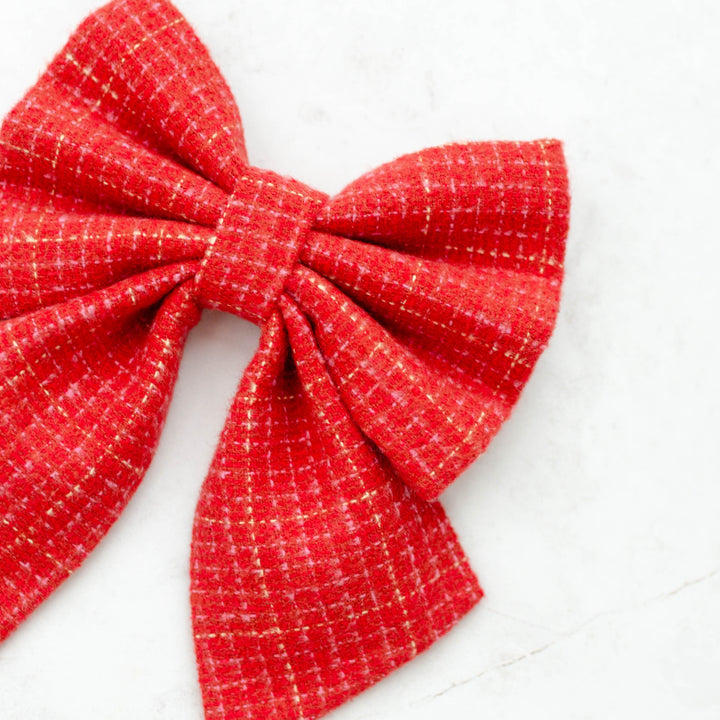 Red Berry Tweed Flannel Sailor Bow