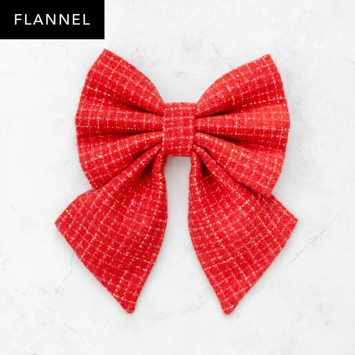 Red Berry Tweed Flannel Sailor Bow