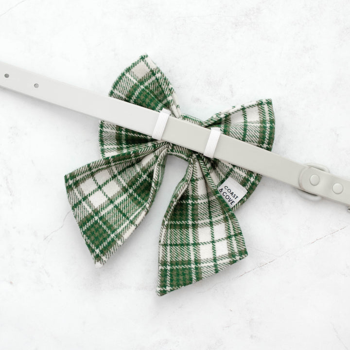Winter Pine Plaid Flannel Sailor Bow