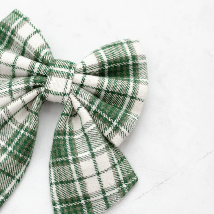 Winter Pine Plaid Flannel Sailor Bow