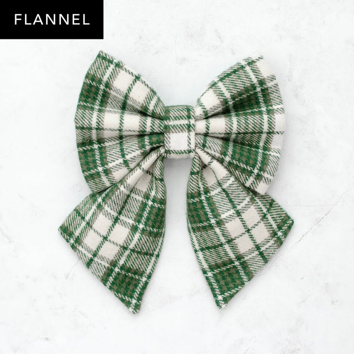 Winter Pine Plaid Flannel Sailor Bow