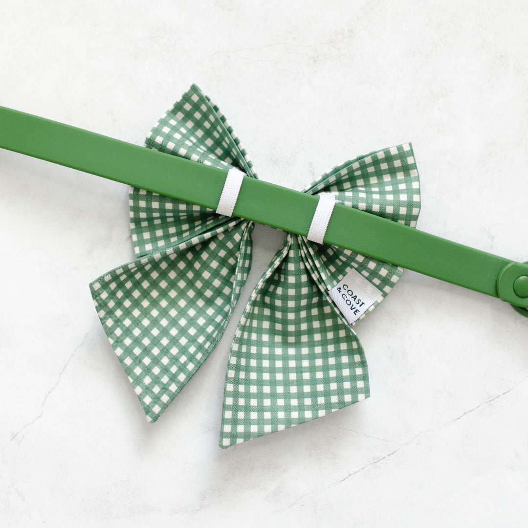Olive Green Mini Gingham Sailor Bow
