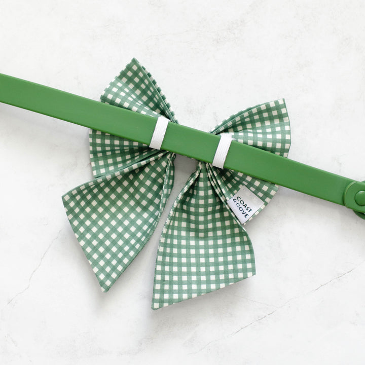 Olive Green Mini Gingham Sailor Bow