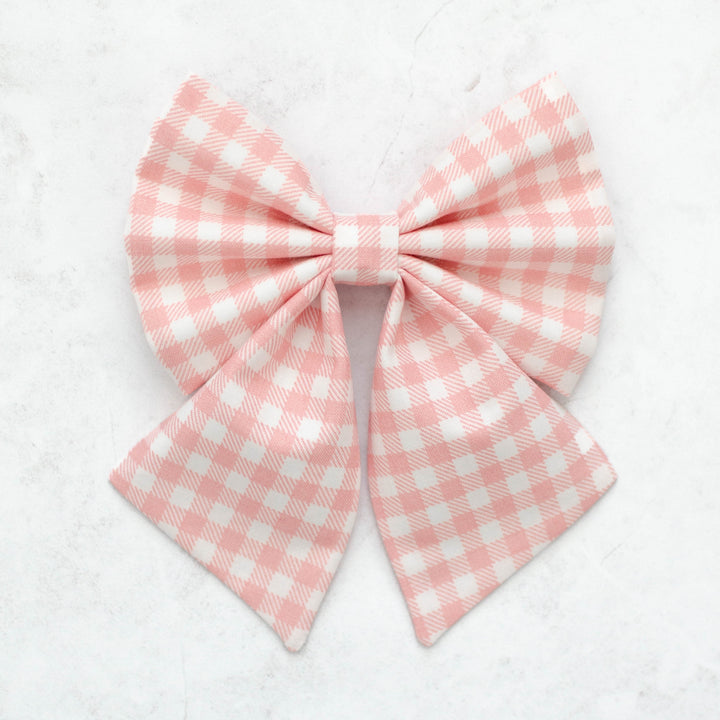 Pink Gingham Sailor Bow