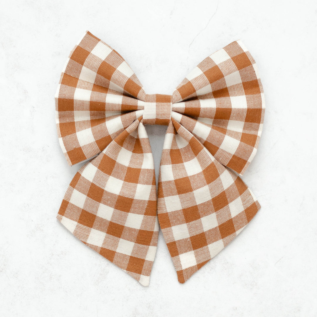 Pumpkin Gingham Sailor Bow