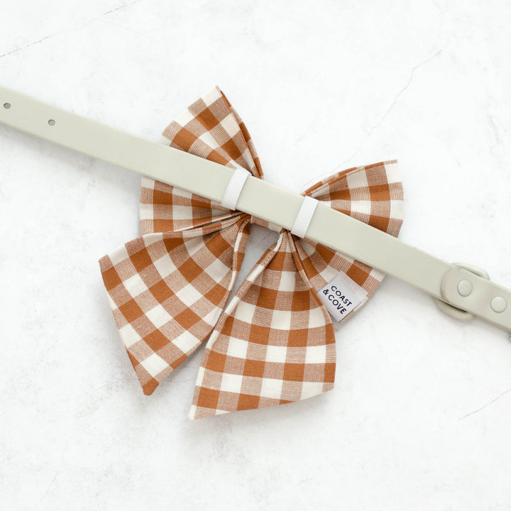 Pumpkin Gingham Sailor Bow