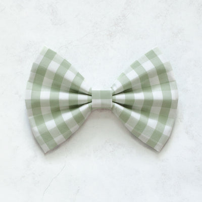 Sage Green Gingham Bow Tie