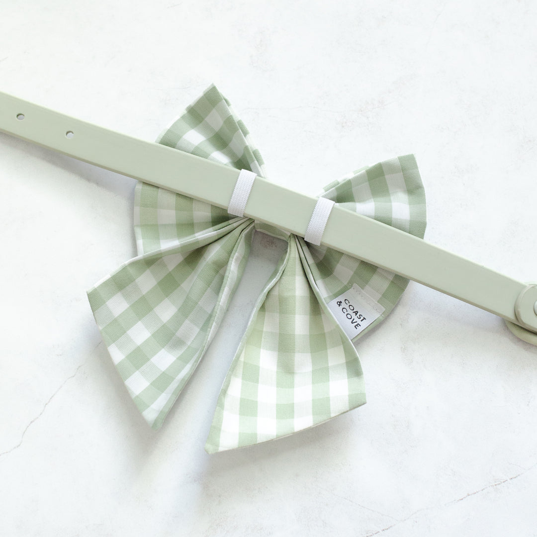 Sage Green Gingham Sailor Bow