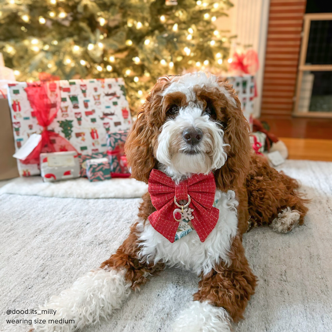 Red Berry Tweed Flannel Sailor Bow