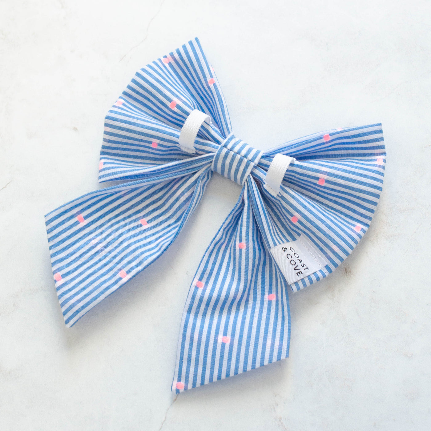 Blue Seersucker Sailor Bow